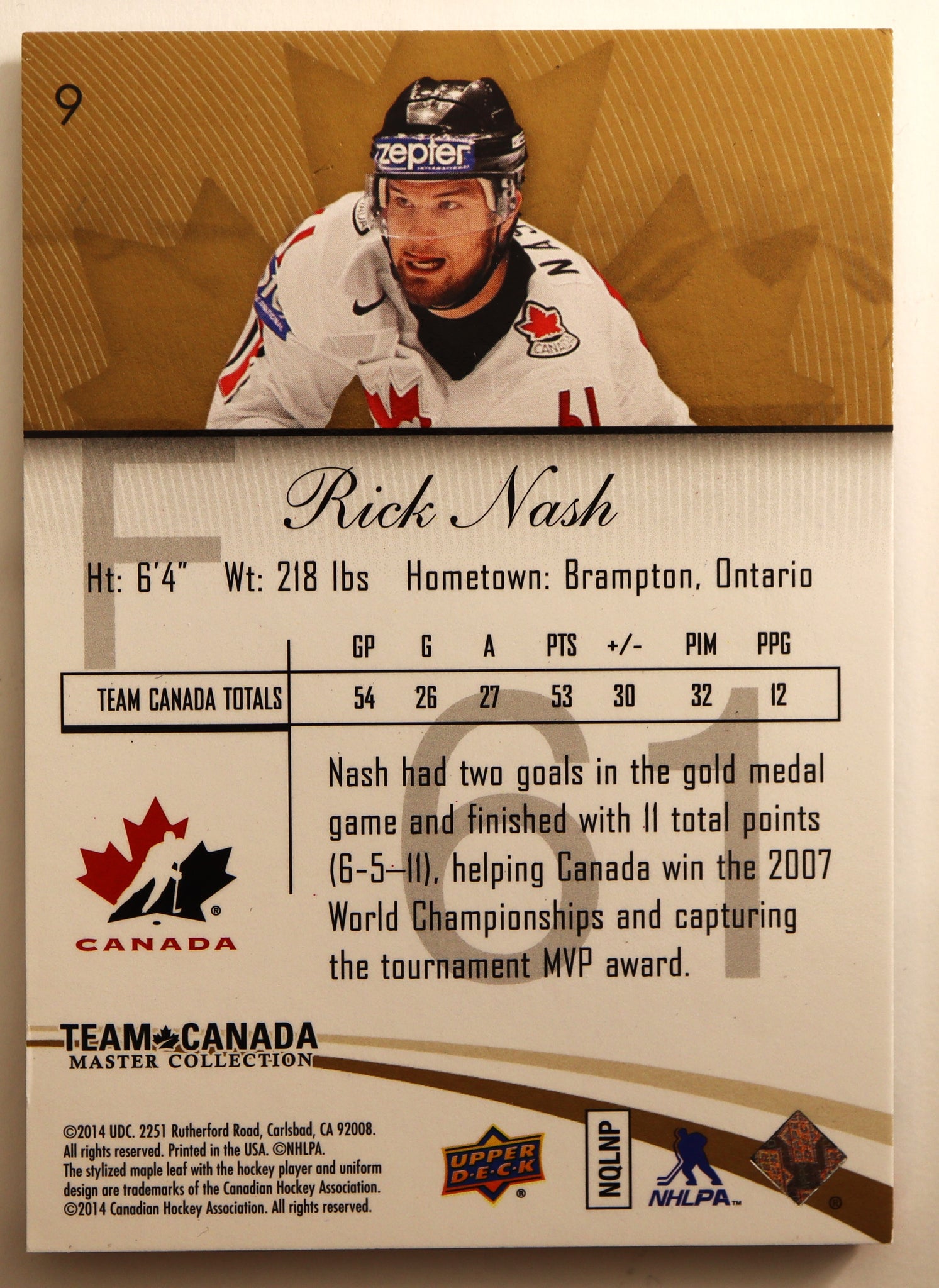 TEAM CANADA NASH #9